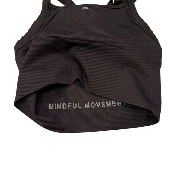 Alo Yoga Seamless Ribbed Favorite Bra Tank Top Racerback Black Logo Medium - Picture 3 of 5